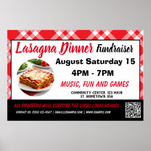 Lasagne Dinner red Fundraiser Banner Poster