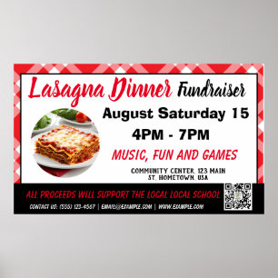 Lasagne Dinner red Fundraiser Banner  Poster