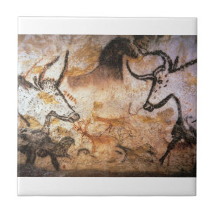 Lascaux Bulls Buffalo Cave Painting Ceramic Tile