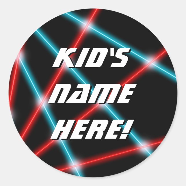 Laser Beam Lazer Retro Custom Name School Classrom Classic Round Sticker (Front)