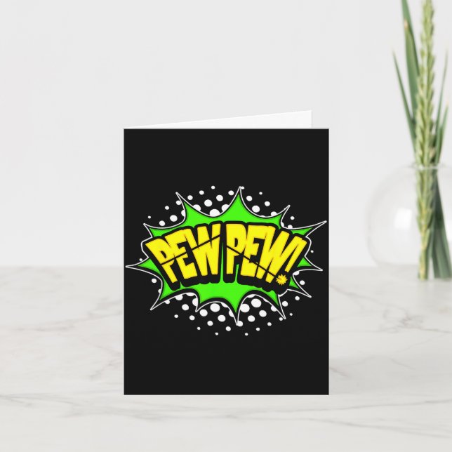 Laser blaster pew-pew! action word comic book card (Front)