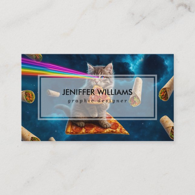 Laser Cat Pizza Party                              Business Card (Front)