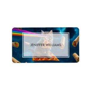 Laser Cat Pizza Party Label
