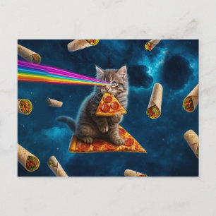    Laser Cat Pizza Party                           Postcard