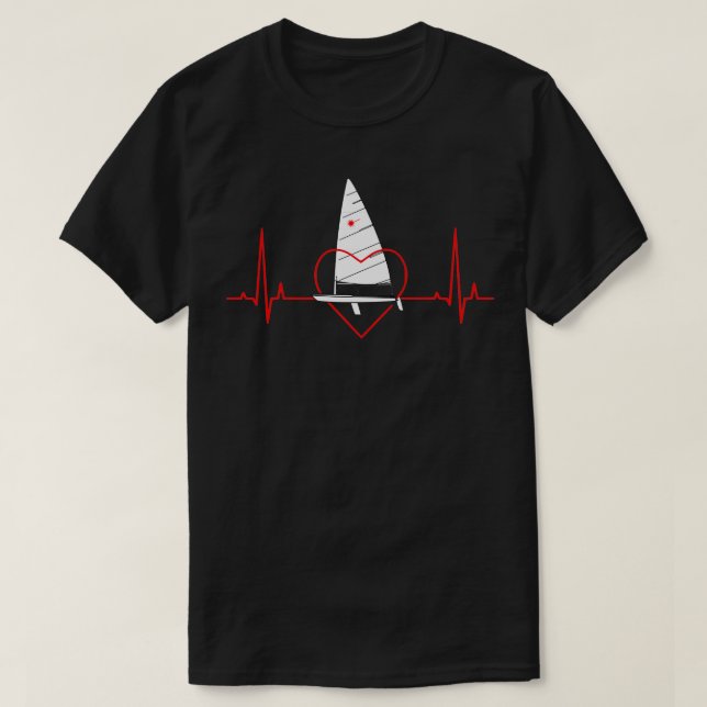 Laser class Sailing Heartbeat laser dinghy T-Shirt (Design Front)