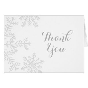 Laser Cut Silver Snowflakes Winter Thank You Card