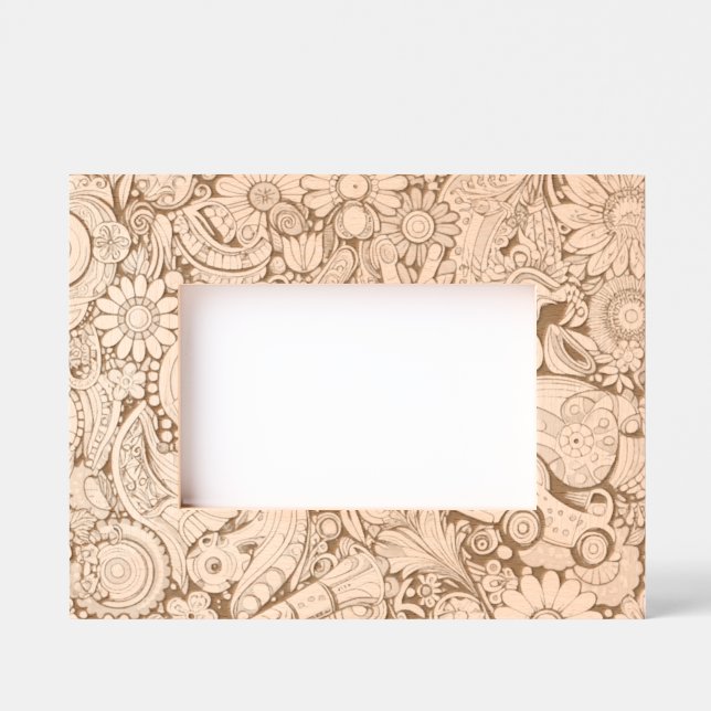 Laser Etched Flower Power Wooden Picture Frames (Front)