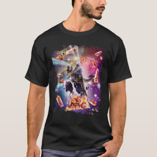 Laser Eye Space Cat on Dinosaur Cow Rainbow T Shir T-Shirt