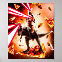 Laser Eyes Space Cat Riding Dog And Dinosaur