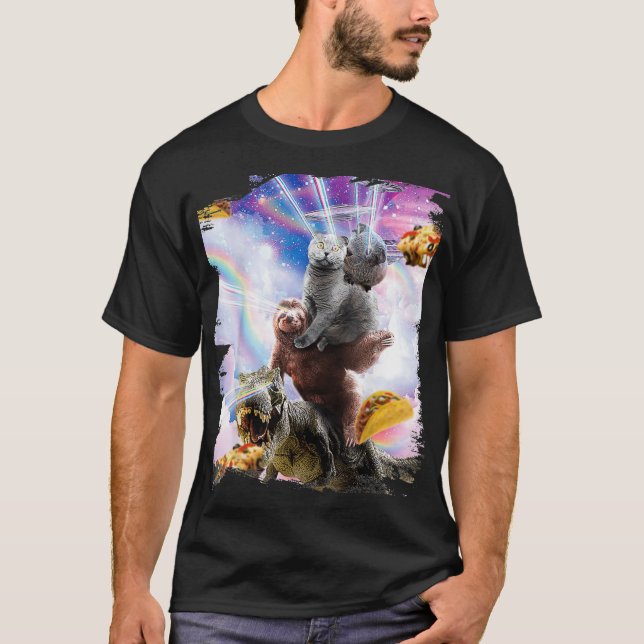 Laser Eyes Space Guinea Pig Cat Sloth Dinosaur  T-Shirt (Front)