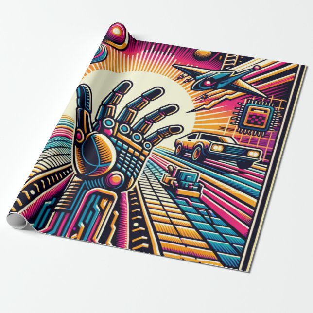 Laser Grids and Sci-Fi Themes Wrapping Paper (Unrolled)