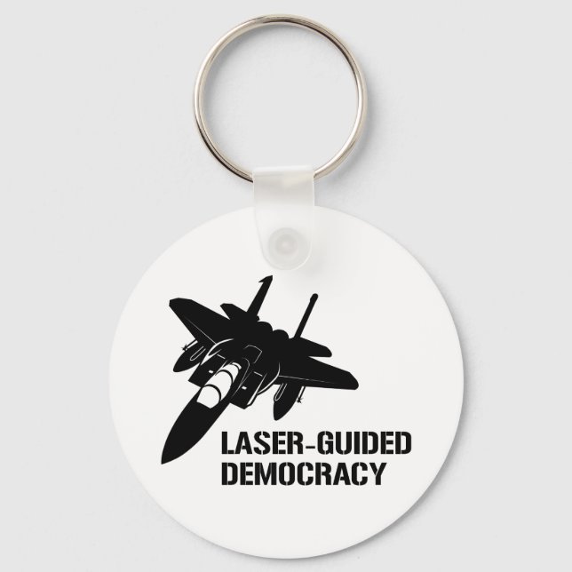 Laser-Guided Democracy / Peace through Firepower Key Ring (Front)