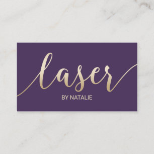 Laser Hair Removal Aesthetician Purple & Gold Business Card