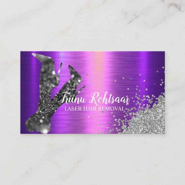 Laser Hair Removal Glitter Sparkling Business Card (Front)