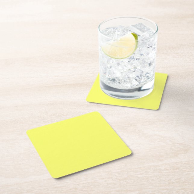 Laser Lemon  (solid colour)  Square Paper Coaster (Insitu)