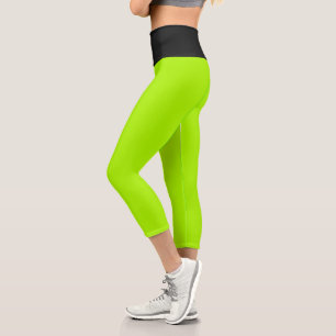 Laser Lime Black High Waisted Yoga Capris
