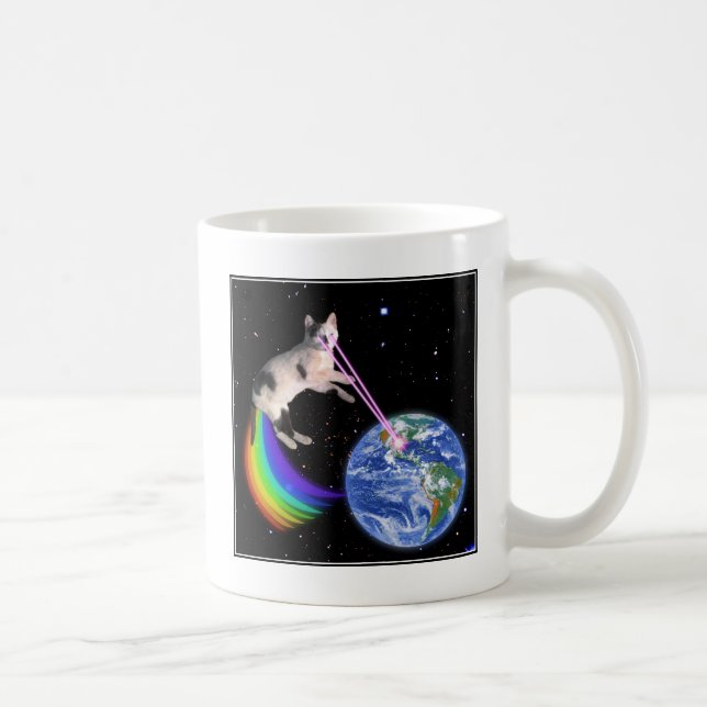 Laser Rainbow Space Cat Coffee Mug (Right)