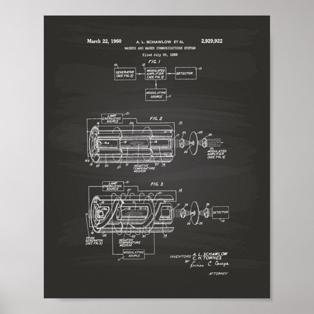 Laser System 1960 Patent Art Chalkboard Poster (Front)