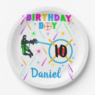 Laser Tag Birthday Boy Party Gamer Gaming  Paper Plate