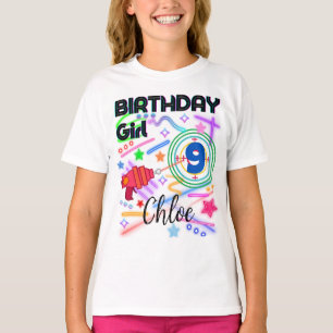 Laser Tag Birthday Girl Party Colourful Matching T T-Shirt