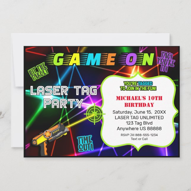 Laser Tag Birthday Invitation (Front)