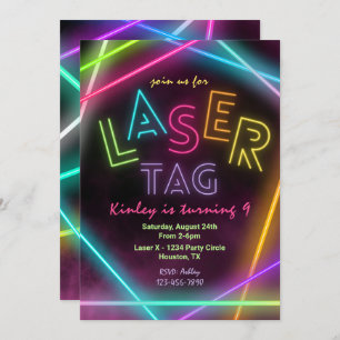 Laser Tag Birthday Invitation   Girl Laser Tag