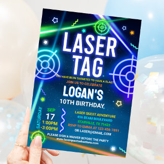 Laser Tag Birthday Invitation Neon Laser Tag