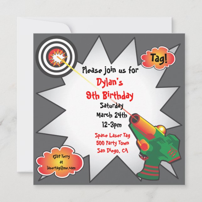 Laser Tag Birthday Party Invitation (Front)
