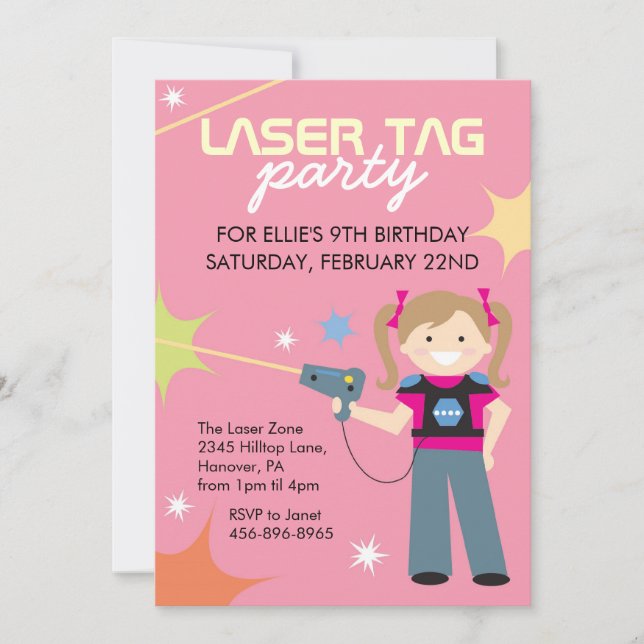 Laser Tag Birthday Party Invitations (Front)