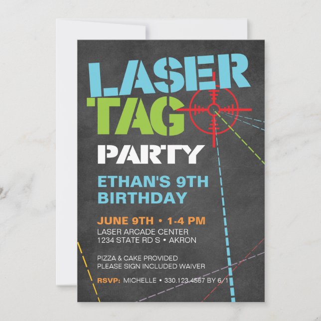 Laser Tag Birthday Party Invitations (Front)