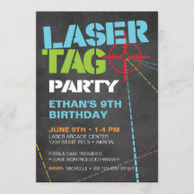 Laser Tag Birthday Party Invitations