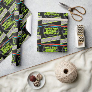 Laser Tag Boy Birthday Party Personalised Wrapping Paper