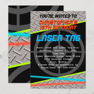 Laser Tag Boys Birthday Party Invitation