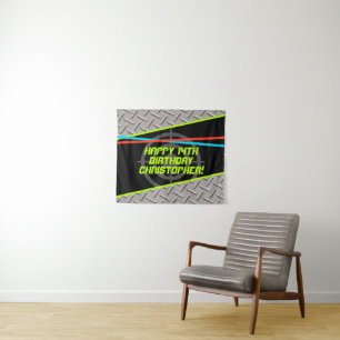 Laser Tag Boys Birthday Party Personalised Banner  Tapestry