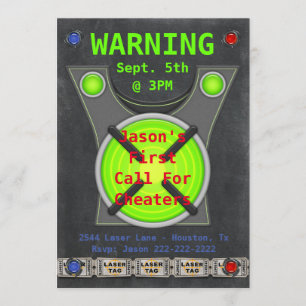 Laser Tag Cheaters Birthday Party Invitation