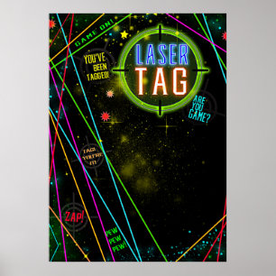 Laser Tag Colour Light Beams Birthday Party Sign