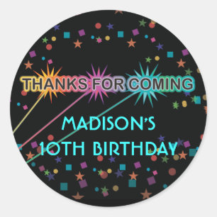 Laser Tag Letters Round Thank You Favour Sticker