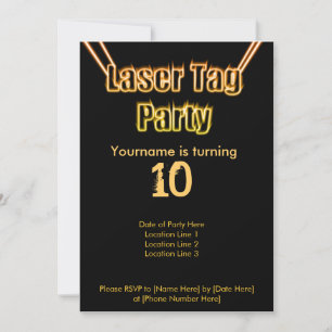 Laser Tag Party Orange Invitation