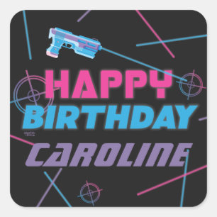 Laser Tag Pink Purple Blue Happy Birthday