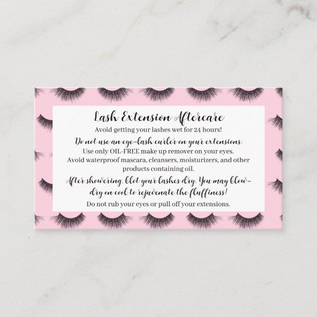 Lash Aftercare Card | Fully Customisable (Front)