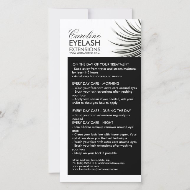 Lash Aftercare Curly Lashes White & Black Thank You Card (Front)