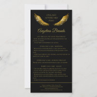 Lash Aftercare Info Gold Glitter Wings Black