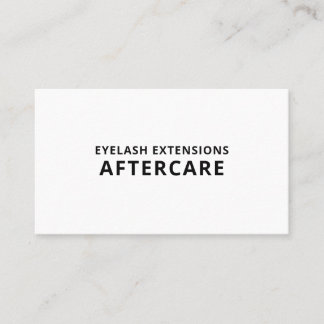 Lash Aftercare Instructions Business Card