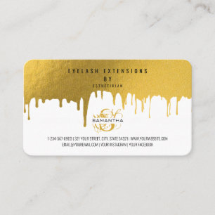 Lash Aftercare Instructions Gold Drips Business Card