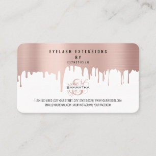 Lash Aftercare Instructions Rose Pink Gold Drips Business Card