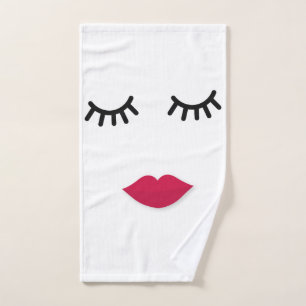 Lash and Red Lip Sweet Girl Portrait Bath Towel Set