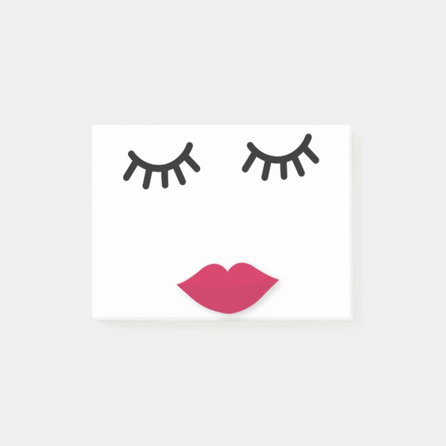 Lash and Red Lip Sweet Girl Portrait Post-it Notes (Front)