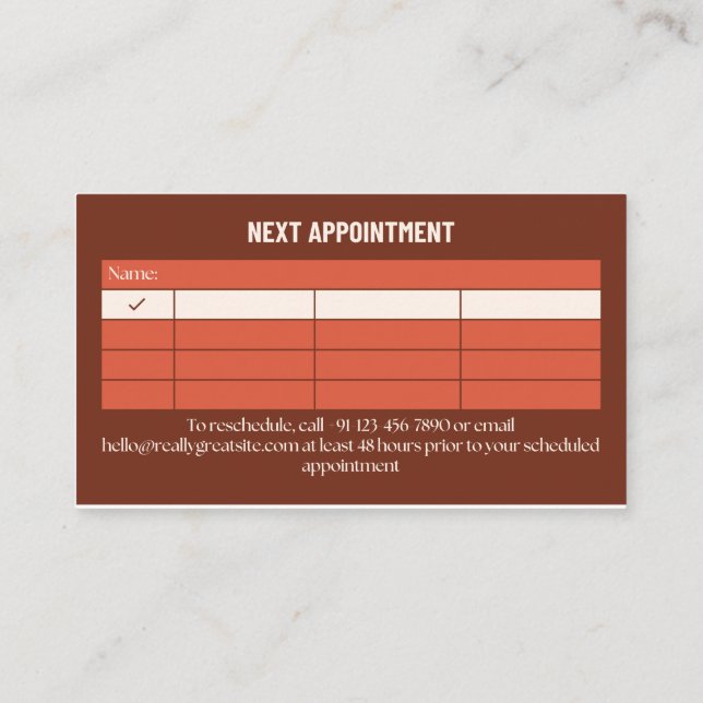 Lash Appointment Reminder Card Editable (Back)