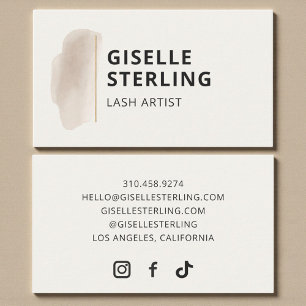 Lash Artist Neutral Beige Watercolor Minimalist Business Card
