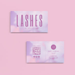 Lash Artist QR Code & Logo Purple Holographic Business Card